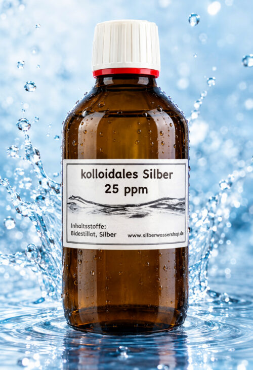 Braunglasflasche mit kolloidalem Silber 25 ppm, 250 ml