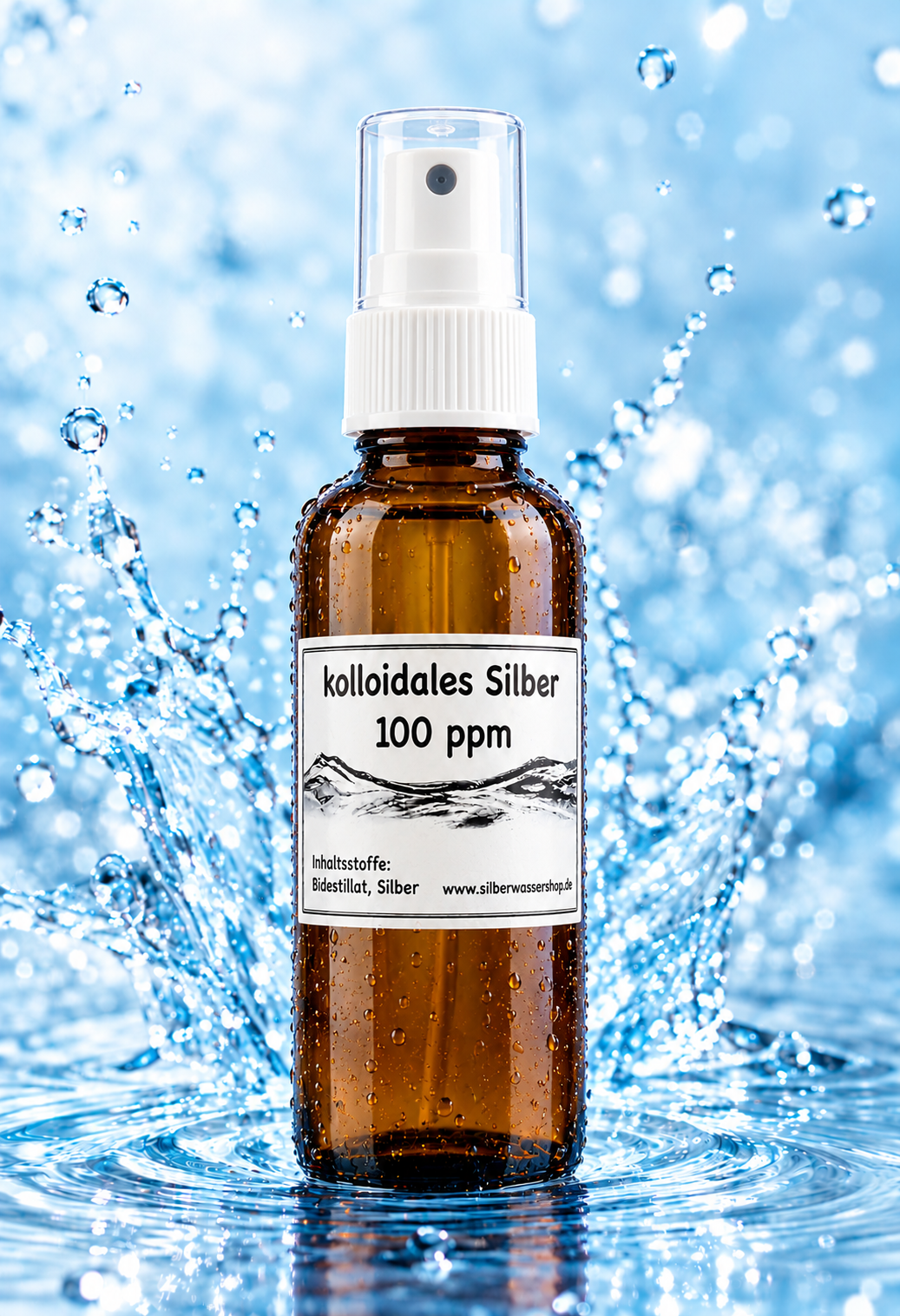 Kolloidales Silber 100 ppm – 250 ml Braunglasflasche mit Sprühkopf