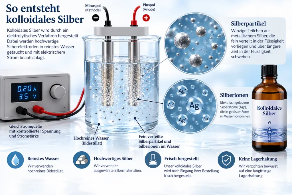 Herstellung von kolloidalem Silber – Elektrolyse und Silberpartikel im Wasser